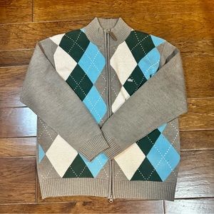 Lacoste Zipper Argyle Cardigan